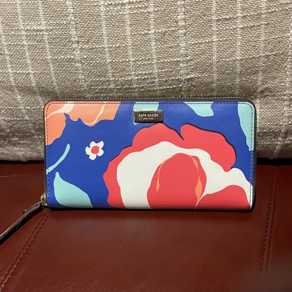 Kate Spade Floral Wallet - Blue and Red